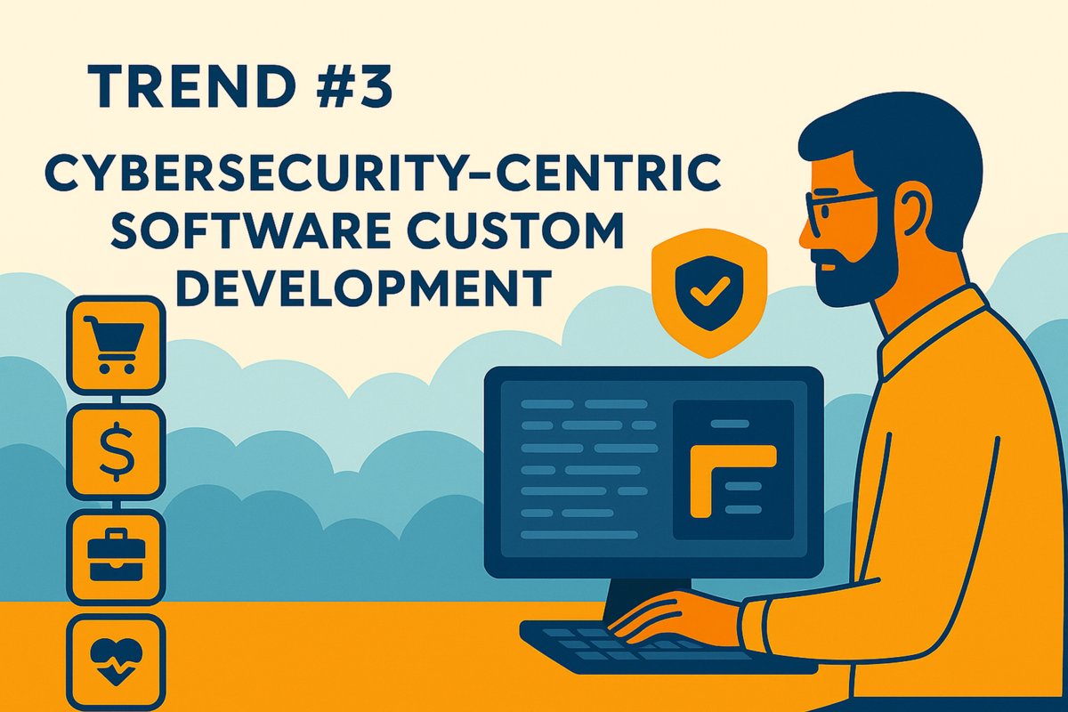 An image showing a trend about Cybersecurity-centric software custom development
